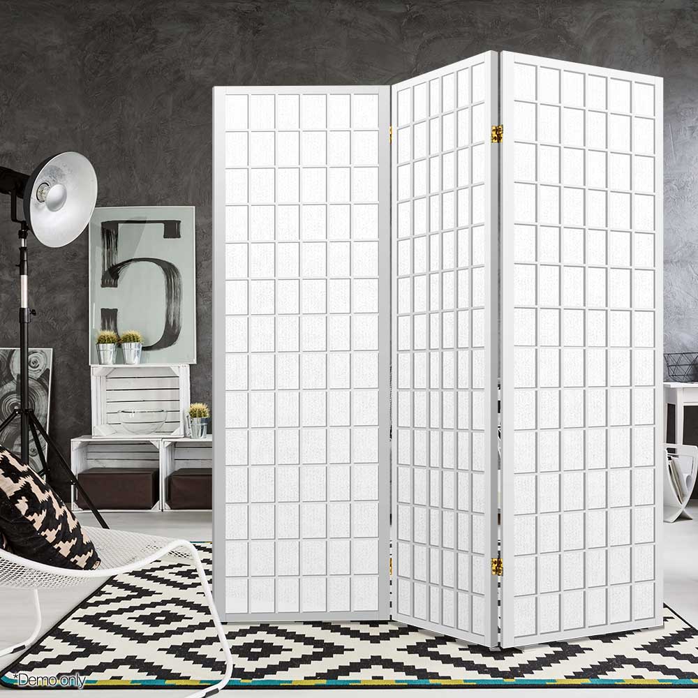 Artiss Room Divider Screen Wood Timber Dividers Fold Stand Wide White 3 Panel Artiss