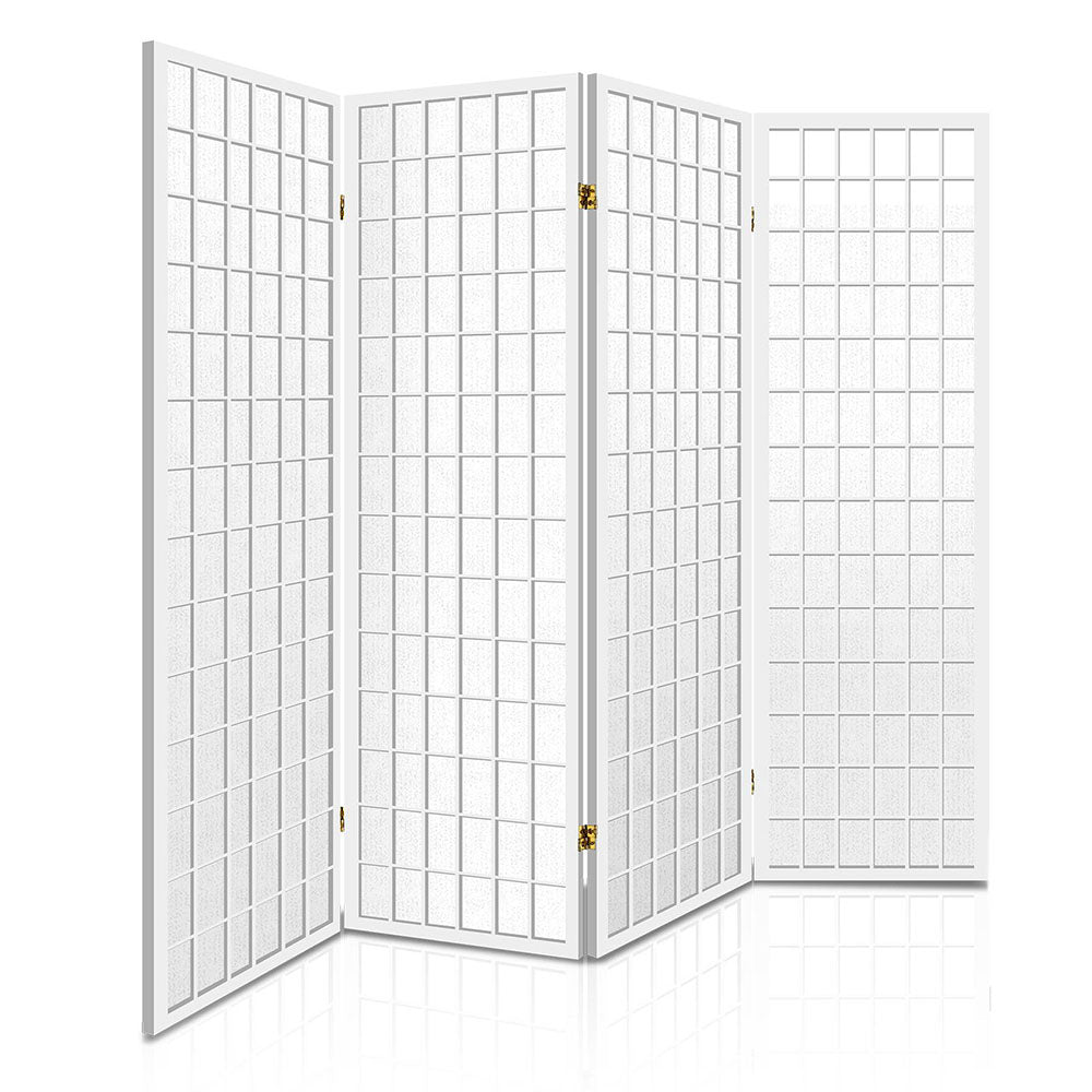 Artiss Room Divider Screen Wood Timber Dividers Fold Stand Wide White 4 Panel Artiss