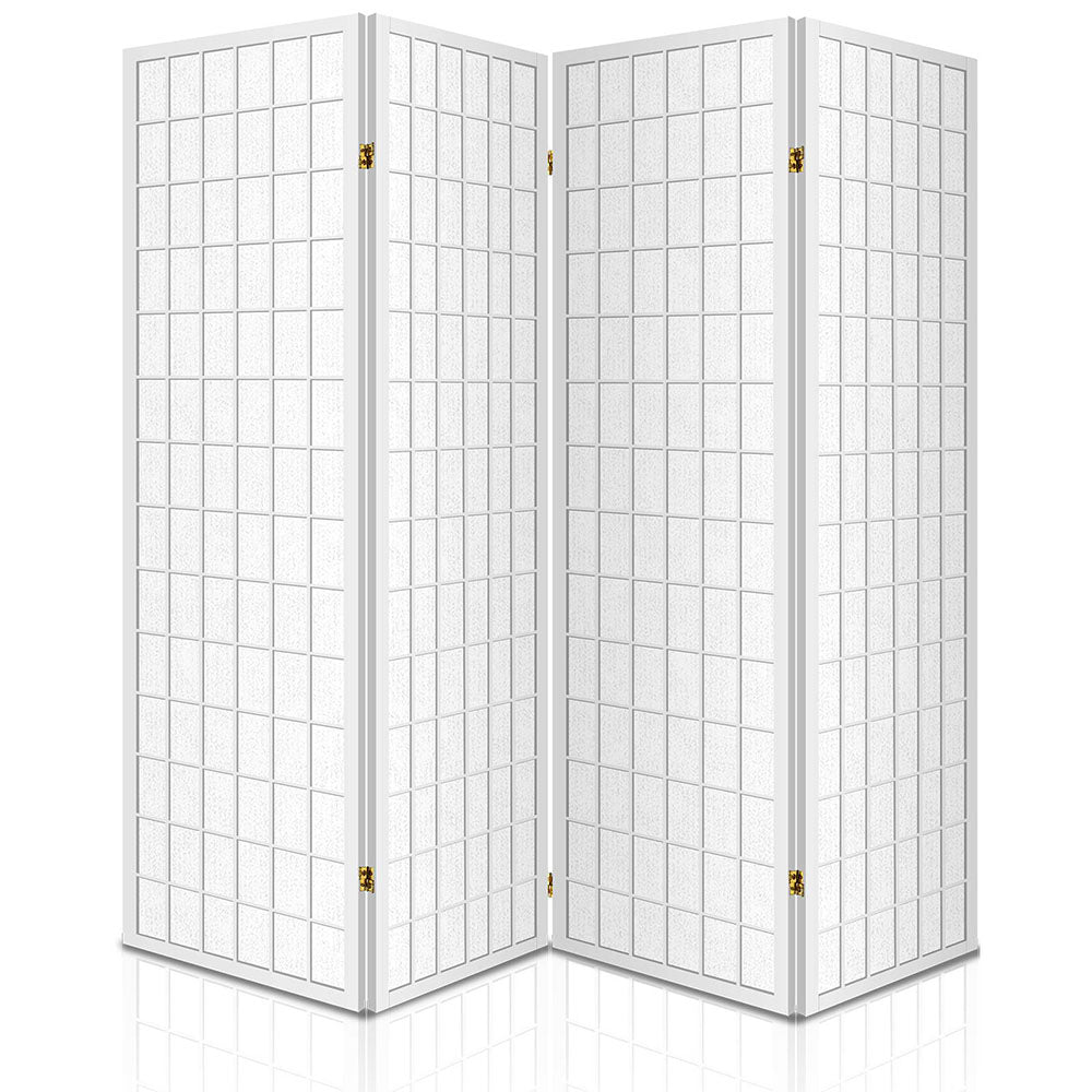 Artiss Room Divider Screen Wood Timber Dividers Fold Stand Wide White 4 Panel Artiss