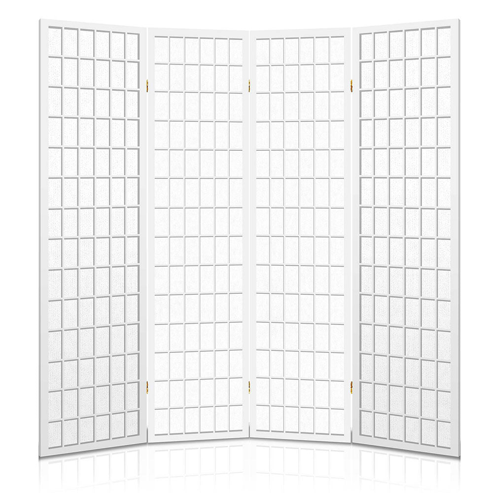 Artiss Room Divider Screen Wood Timber Dividers Fold Stand Wide White 4 Panel Artiss
