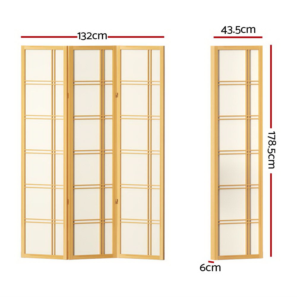 Artiss Room Divider Screen Privacy Wood Dividers Stand 3 Panel Nova Natural Artiss