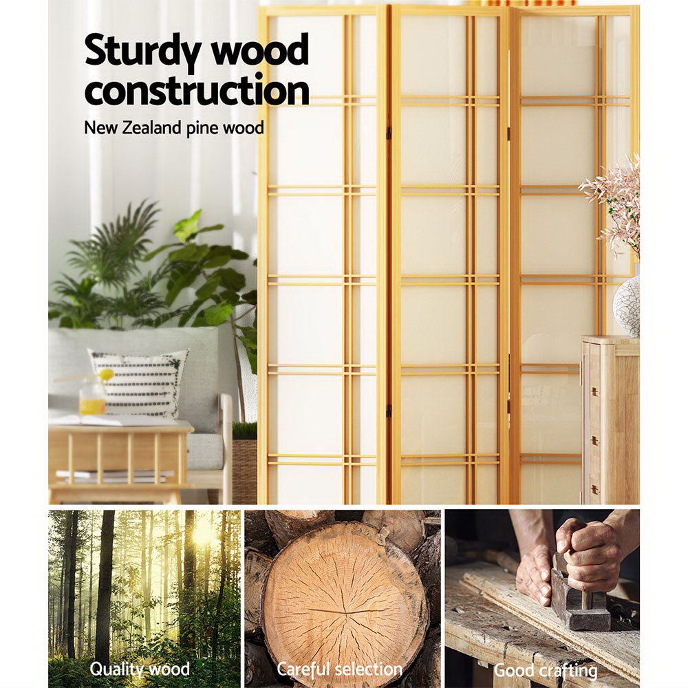 Artiss Room Divider Screen Privacy Wood Dividers Stand 3 Panel Nova Natural Artiss