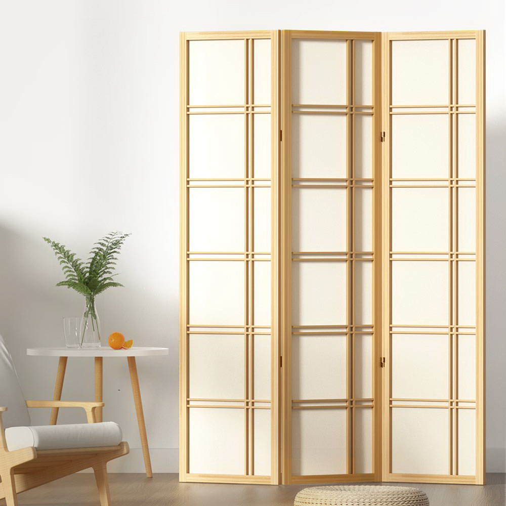 Artiss Room Divider Screen Privacy Wood Dividers Stand 3 Panel Nova Natural Artiss