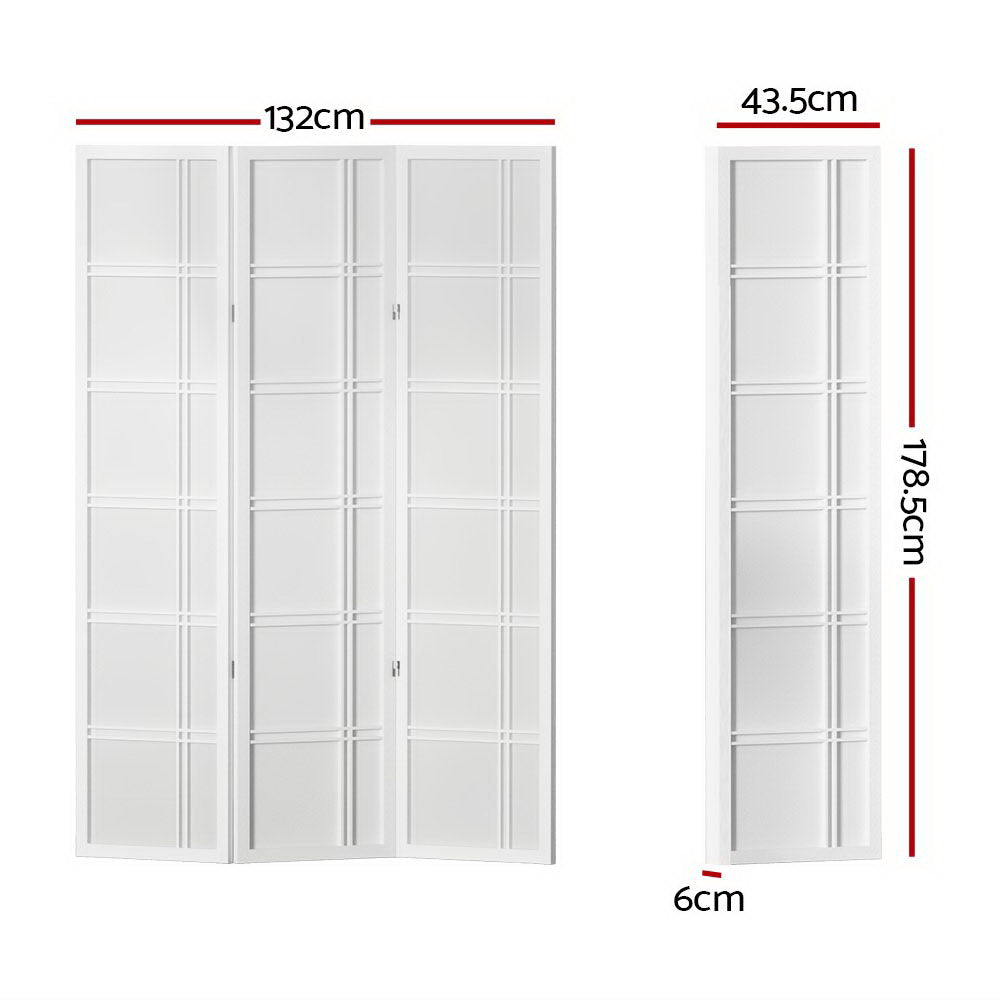 Artiss Room Divider Screen Privacy Wood Dividers Stand 3 Panel Nova White Artiss
