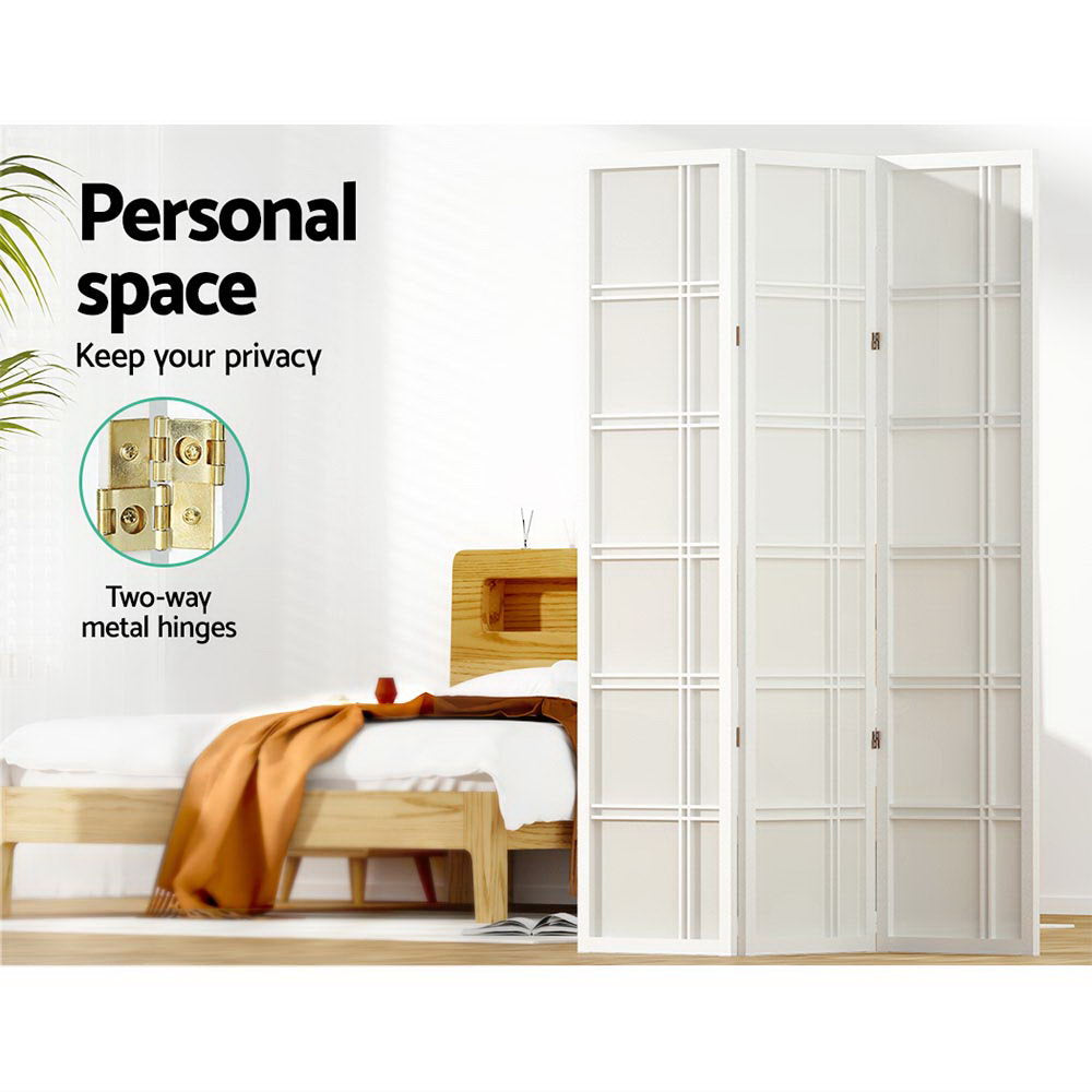Artiss Room Divider Screen Privacy Wood Dividers Stand 3 Panel Nova White Artiss