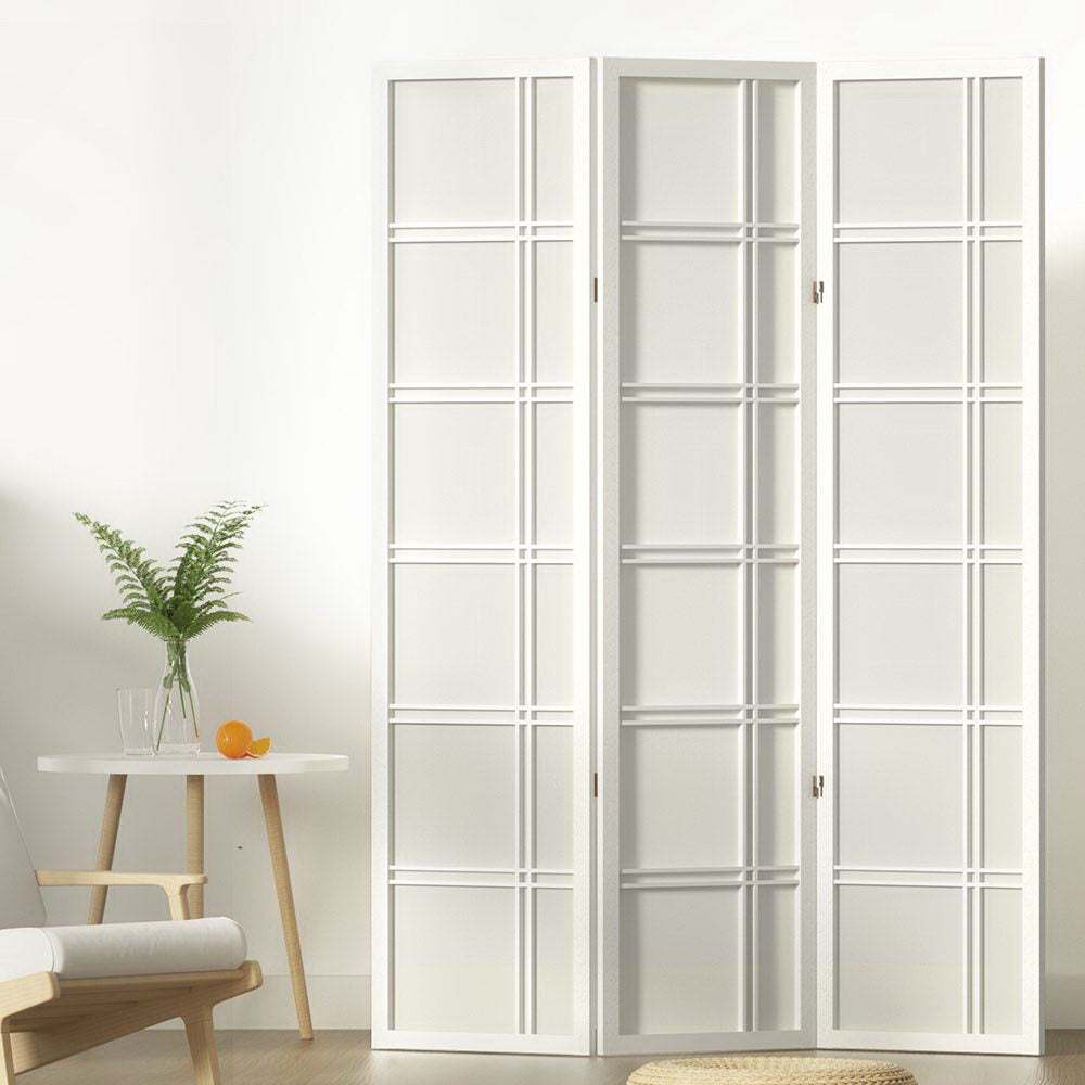 Artiss Room Divider Screen Privacy Wood Dividers Stand 3 Panel Nova White Artiss