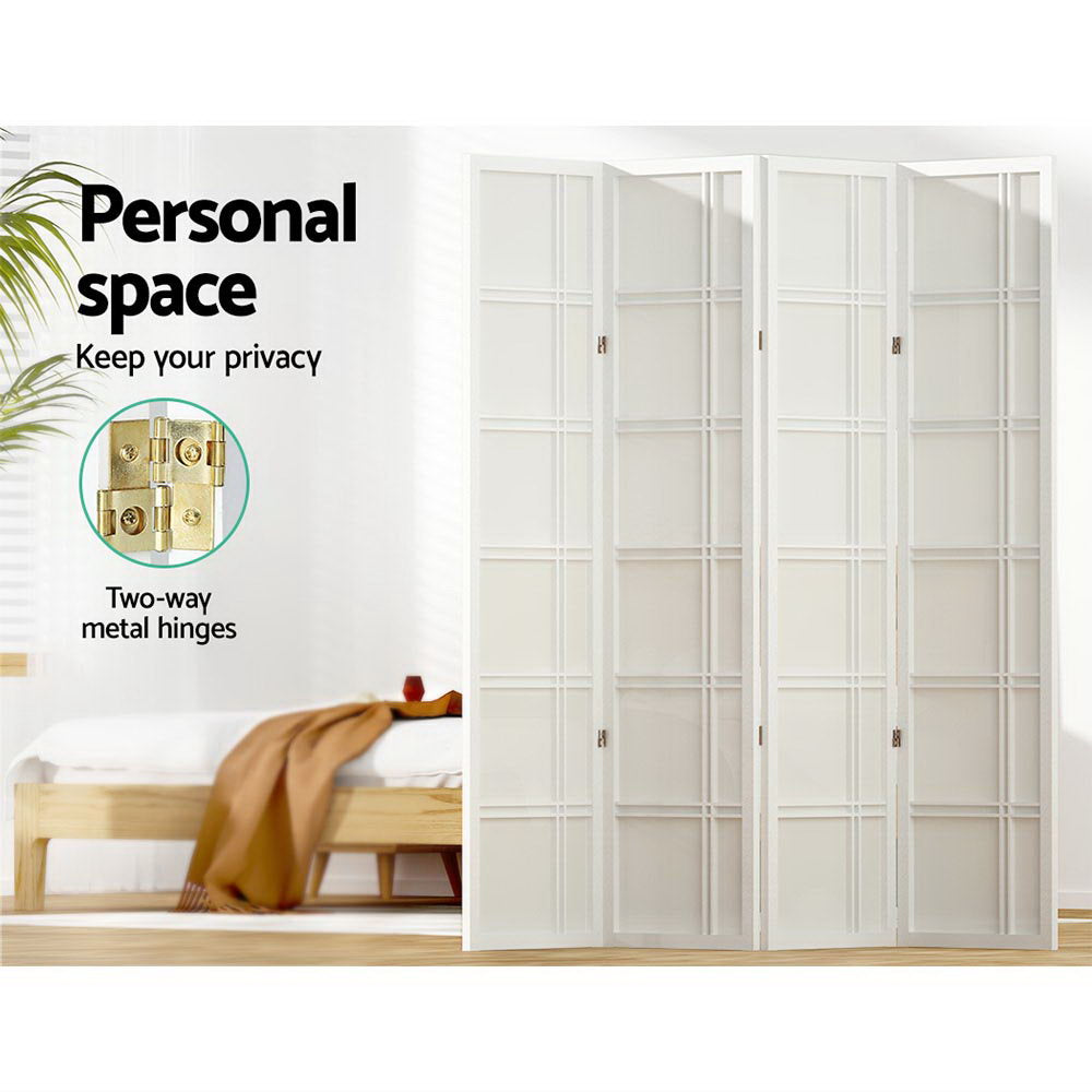 Artiss Room Divider Screen Privacy Wood Dividers Stand 4 Panel Nova White Artiss