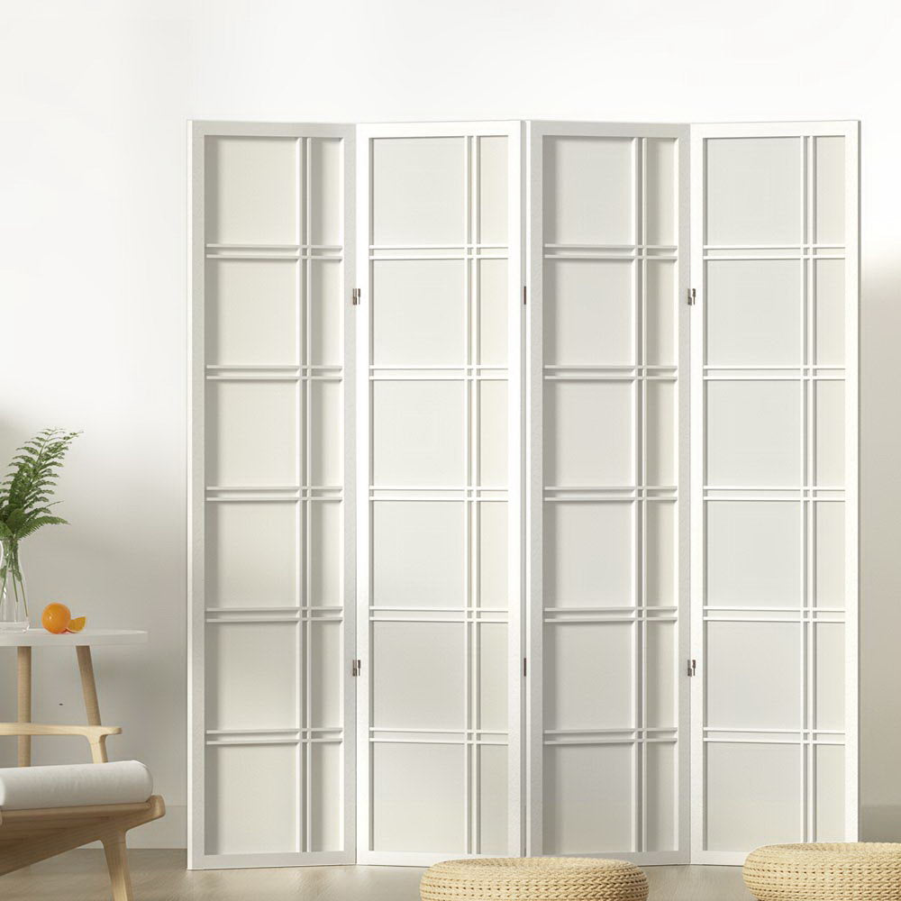 Artiss Room Divider Screen Privacy Wood Dividers Stand 4 Panel Nova White Artiss