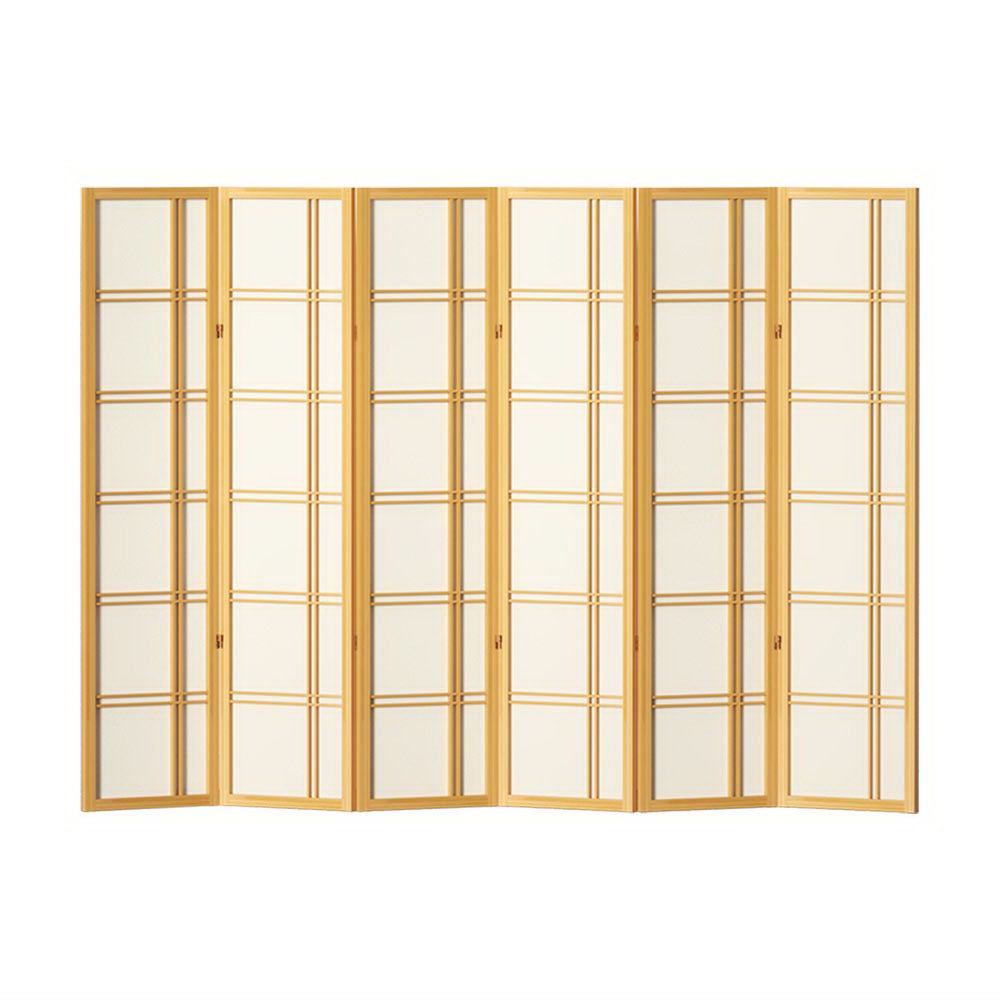 Artiss Room Divider Screen Privacy Wood Dividers Stand 6 Panel Nova Natural Artiss