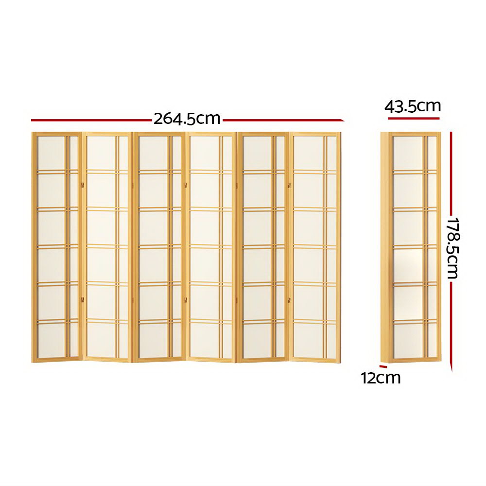Artiss Room Divider Screen Privacy Wood Dividers Stand 6 Panel Nova Natural Artiss