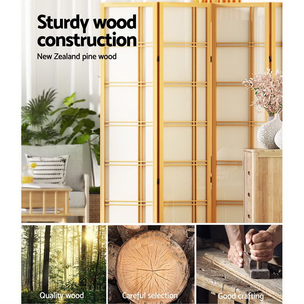 Artiss Room Divider Screen Privacy Wood Dividers Stand 6 Panel Nova Natural Artiss