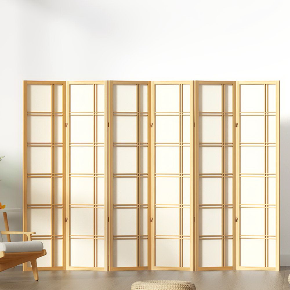 Artiss Room Divider Screen Privacy Wood Dividers Stand 6 Panel Nova Natural Artiss