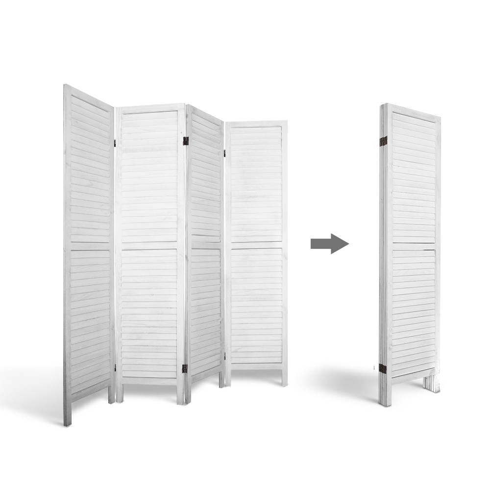 Artiss 4 Panel Foldable Wooden Room Divider - White freeshipping - Awezingly