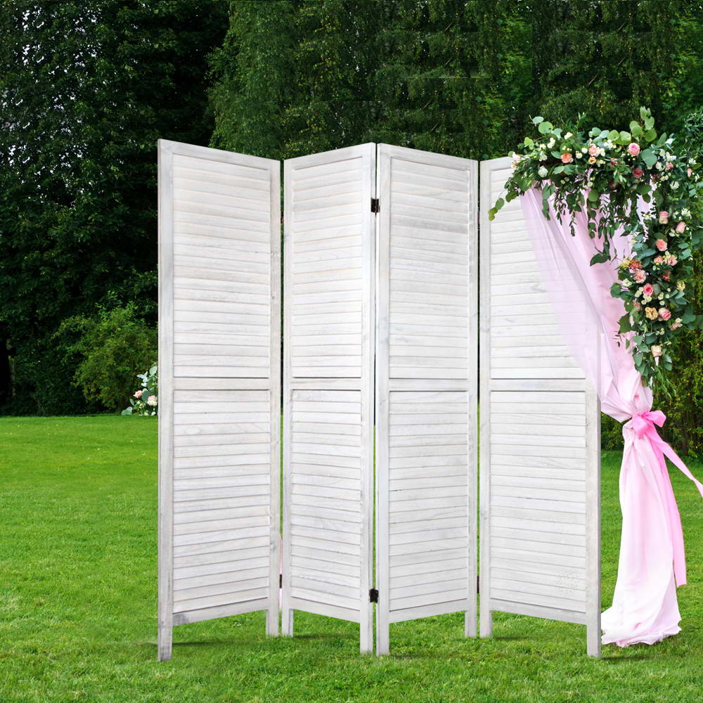 Artiss 4 Panel Foldable Wooden Room Divider - White freeshipping - Awezingly