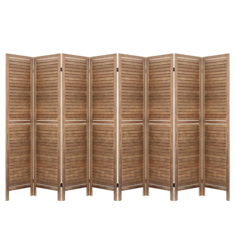 Artiss Room Divider Screen 8 Panel Privacy Wood Dividers Stand Bed Timber Brown freeshipping - Awezingly