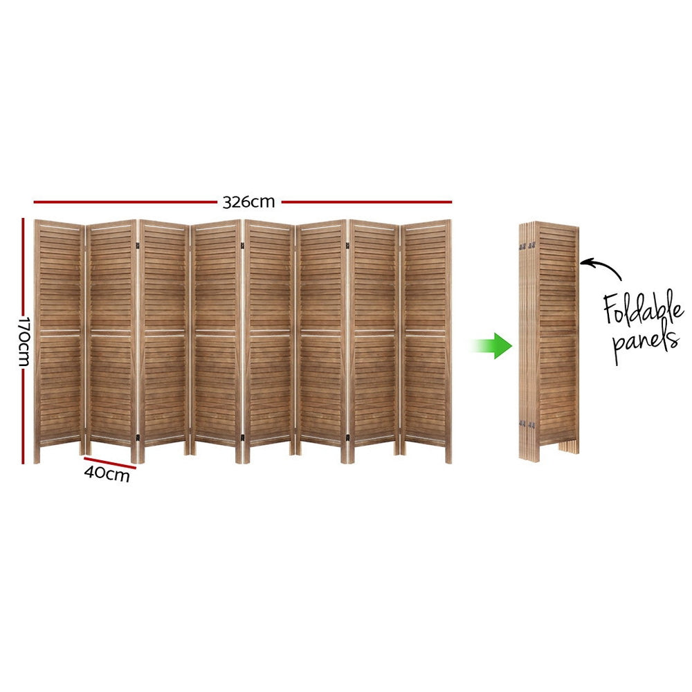 Artiss Room Divider Screen 8 Panel Privacy Wood Dividers Stand Bed Timber Brown freeshipping - Awezingly