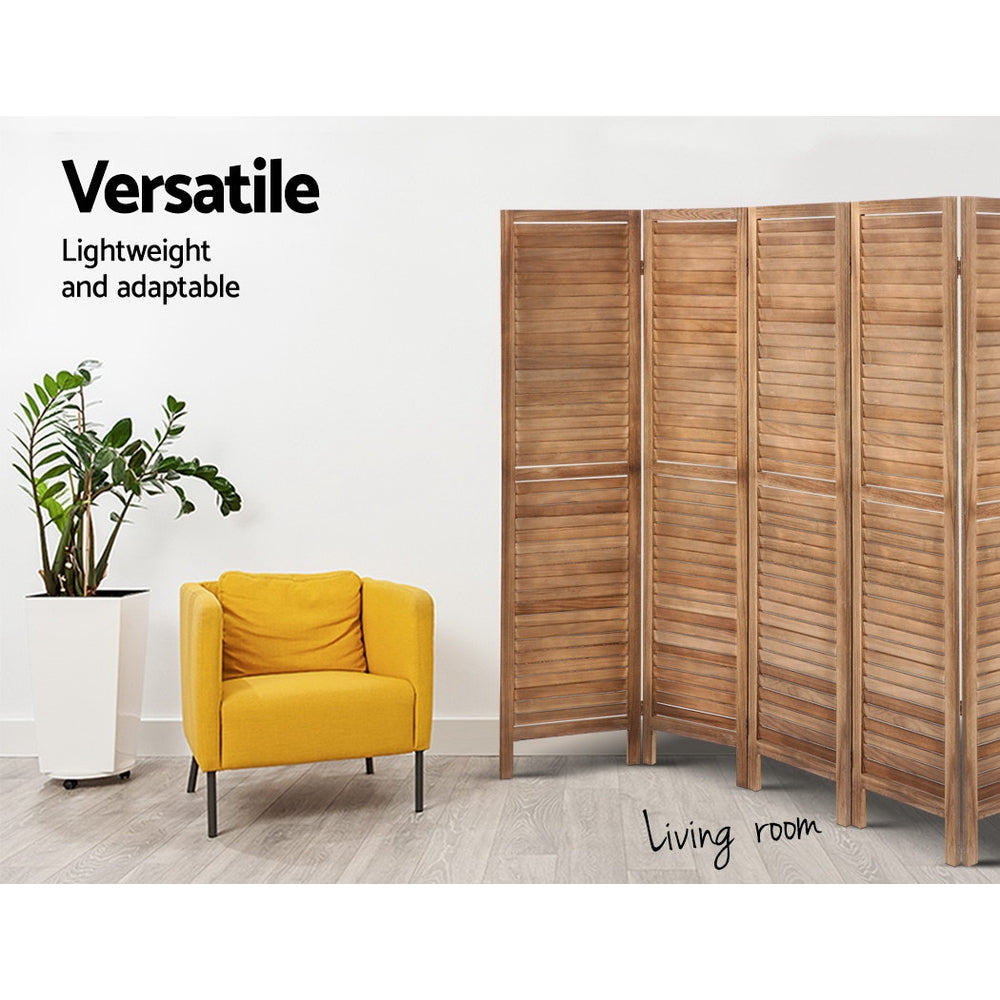 Artiss Room Divider Screen 8 Panel Privacy Wood Dividers Stand Bed Timber Brown freeshipping - Awezingly