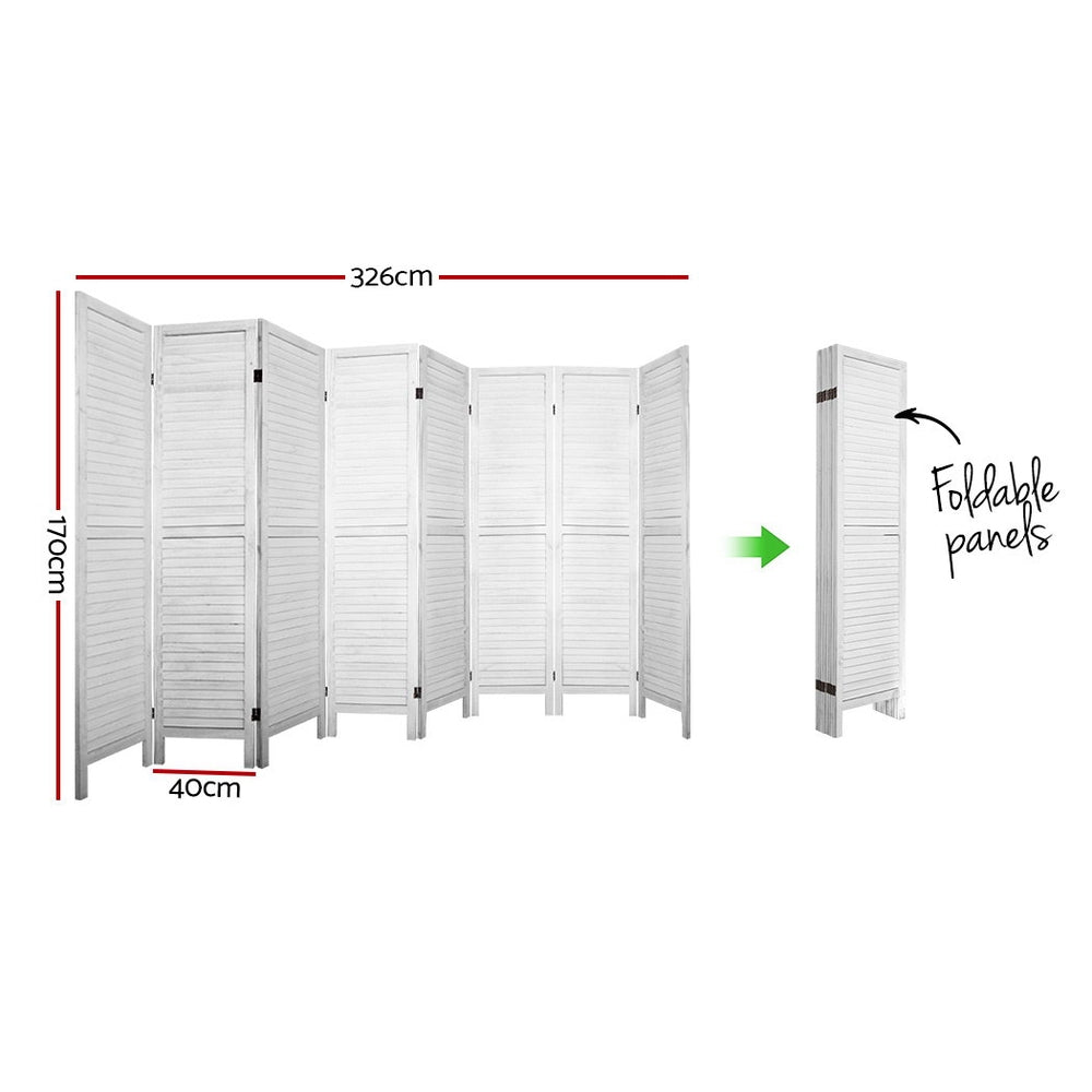 Artiss Room Divider Screen 8 Panel Privacy Wood Dividers Stand Bed Timber White freeshipping - Awezingly