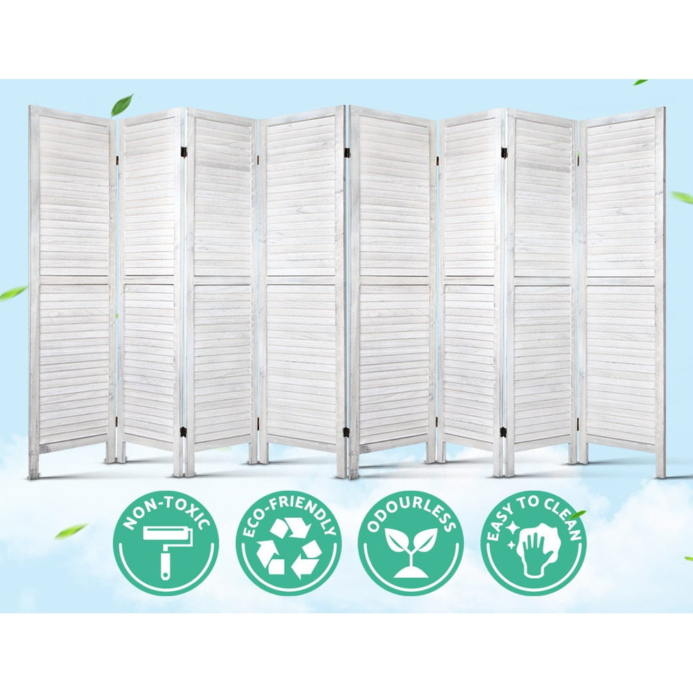 Artiss Room Divider Screen 8 Panel Privacy Wood Dividers Stand Bed Timber White freeshipping - Awezingly