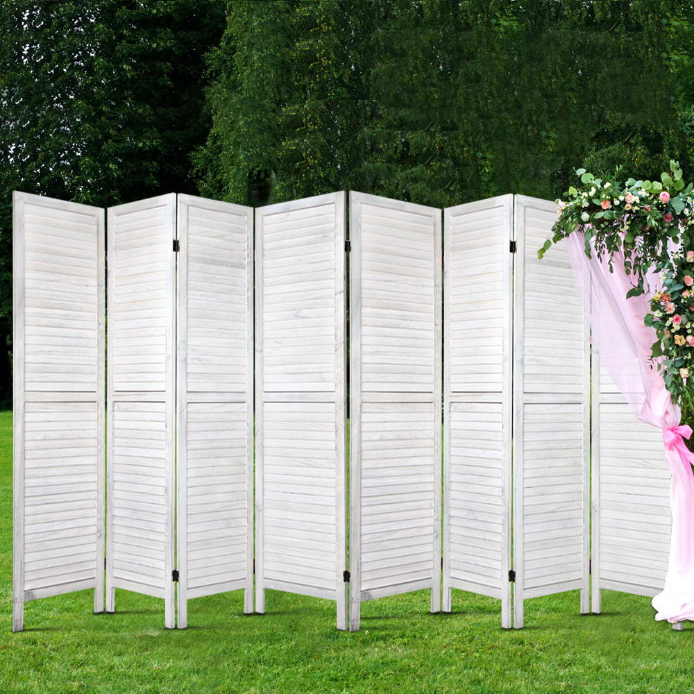 Artiss Room Divider Screen 8 Panel Privacy Wood Dividers Stand Bed Timber White freeshipping - Awezingly