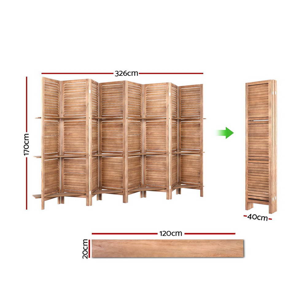 Artiss Room Divider Screen 8 Panel Privacy Dividers Shelf Wooden Timber Stand freeshipping - Awezingly