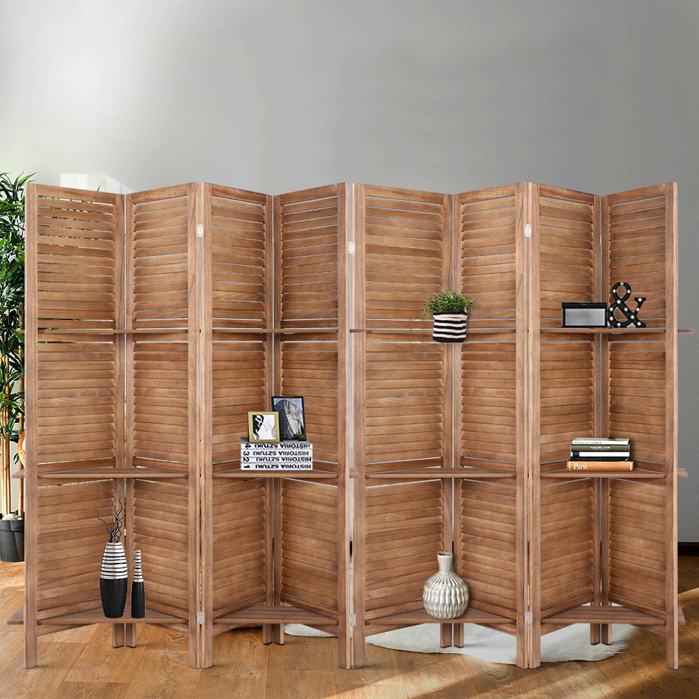 Artiss Room Divider Screen 8 Panel Privacy Dividers Shelf Wooden Timber Stand freeshipping - Awezingly