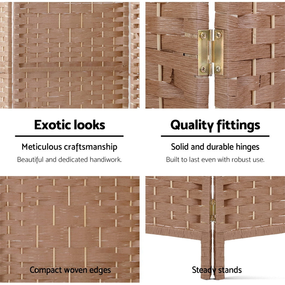 Artiss 4 Panel Room Divider Screen Privacy Rattan Timber Foldable Dividers Stand Hand Woven freeshipping - Awezingly