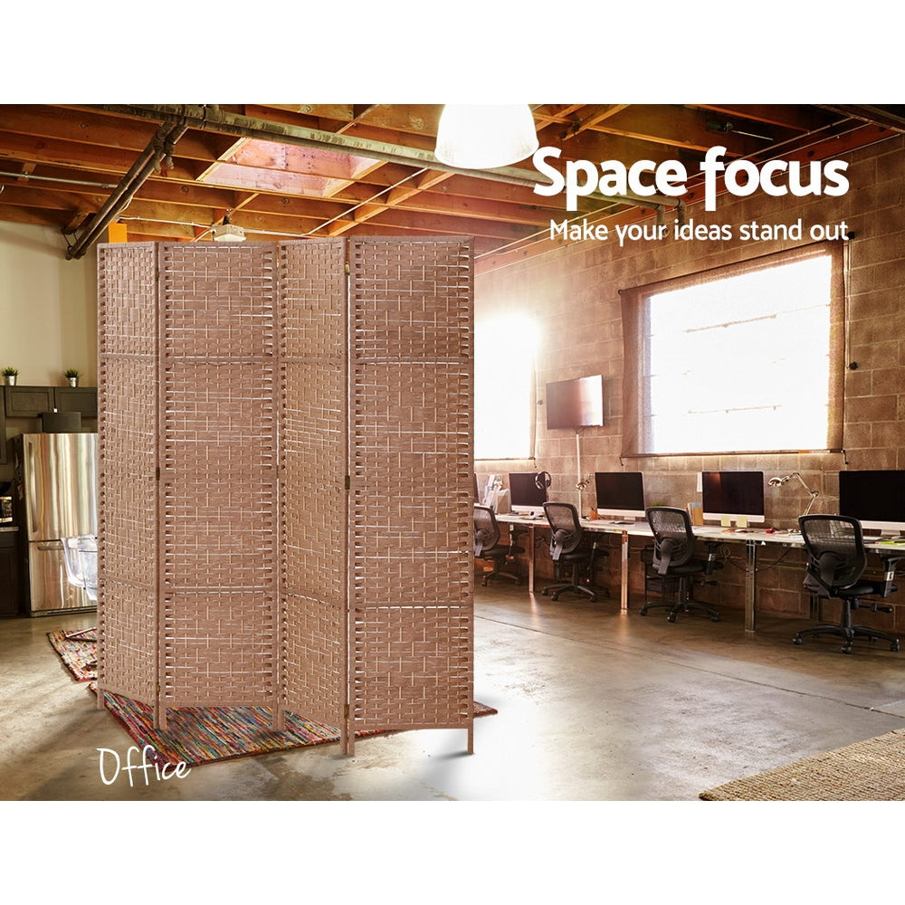 Artiss 4 Panel Room Divider Screen Privacy Rattan Timber Foldable Dividers Stand Hand Woven freeshipping - Awezingly