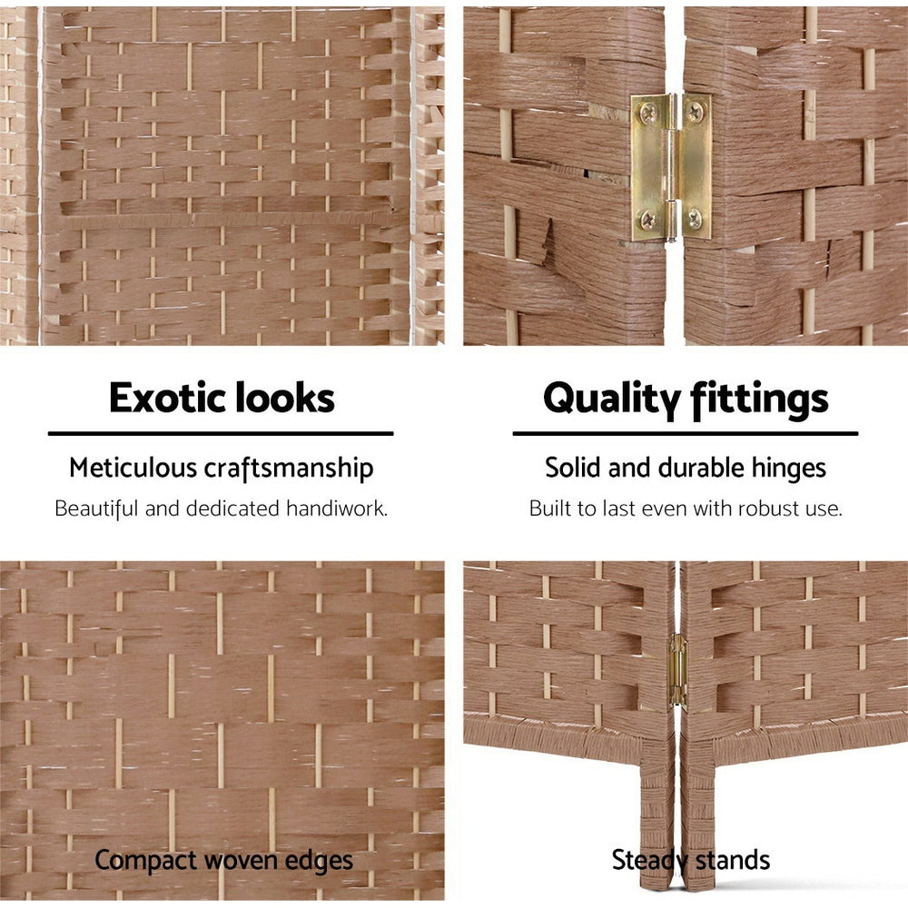 Artiss 6 Panel Room Divider Screen Privacy Rattan Timber Foldable Dividers Stand Hand Woven freeshipping - Awezingly