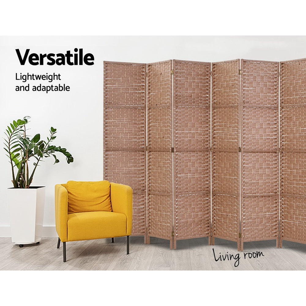 Artiss 6 Panel Room Divider Screen Privacy Rattan Timber Foldable Dividers Stand Hand Woven freeshipping - Awezingly