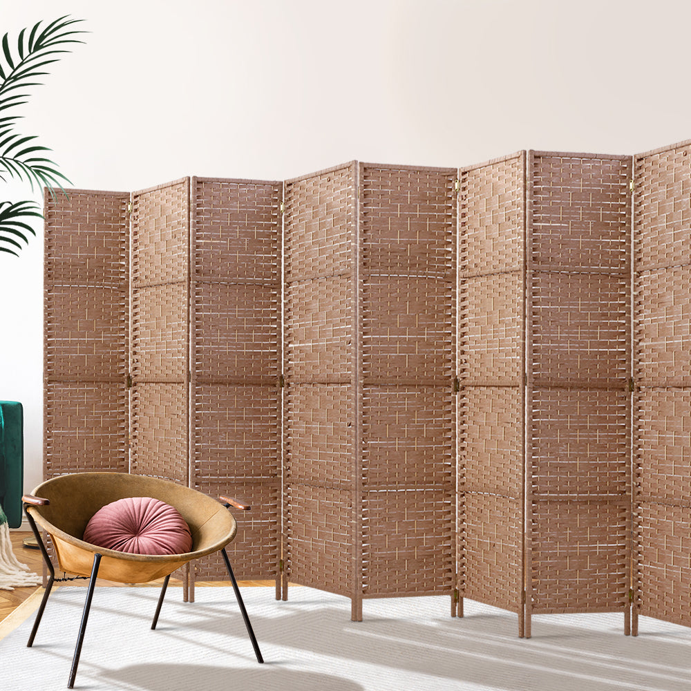 Artiss 8 Panel Room Divider Screen Privacy Rattan Timber Foldable Dividers Stand Hand Woven freeshipping - Awezingly