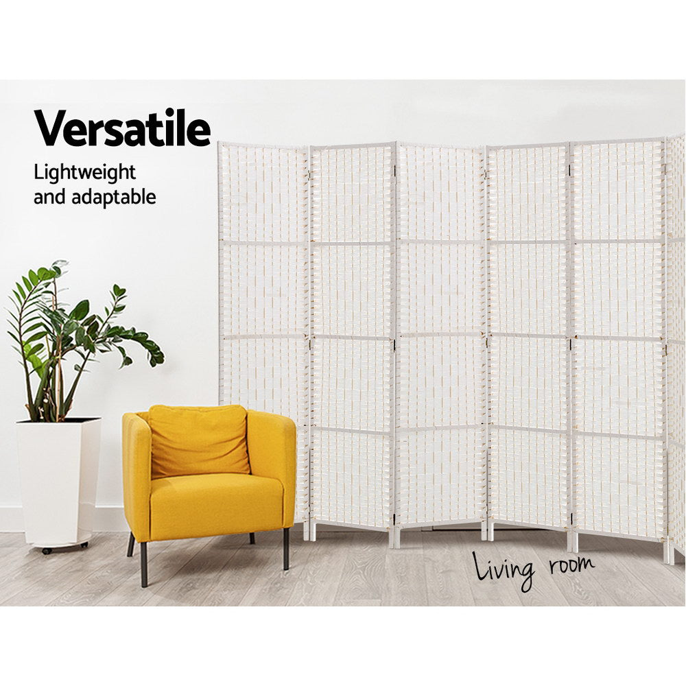 Artiss 8 Panels Room Divider Screen Privacy Rattan Timber Fold Woven Stand White freeshipping - Awezingly