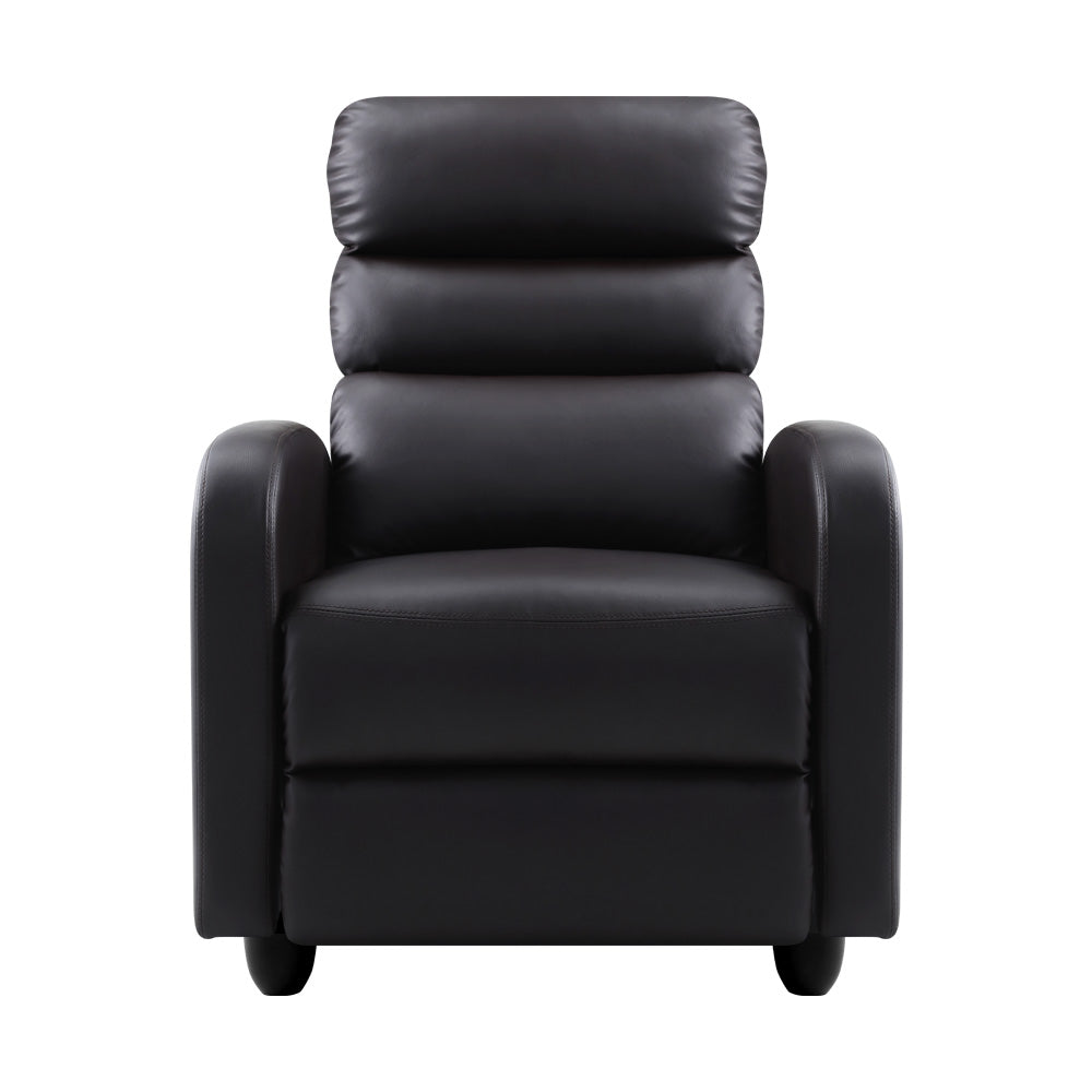 Artiss Luxury Recliner Sofa Leather Cover Brown