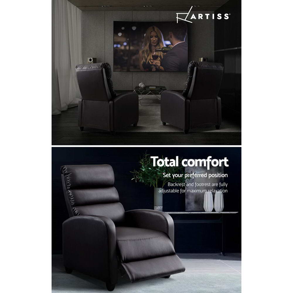 Artiss Luxury Recliner Sofa Leather Cover Brown
