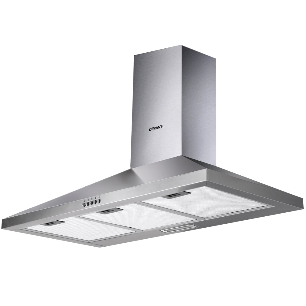 Devanti Range Hood 90cm 900mm Kitchen Canopy Stainless Steel Rangehood Wall Mount Devanti