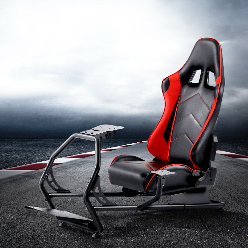 Artiss Racing Simulator Cockpit Steering Wheel Adjustable Gaming Chair PVC Seat Artiss