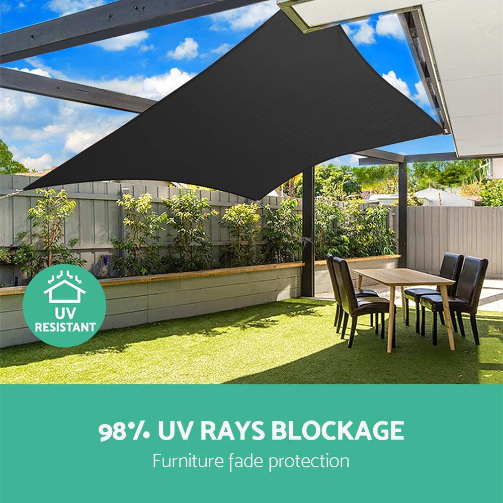 Instahut 4x6m Shade Sail Sun Shadecloth 280gsm Black freeshipping - Awezingly
