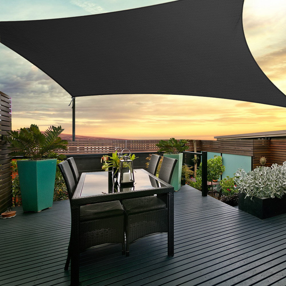 Instahut 4x6m Shade Sail Sun Shadecloth 280gsm Black freeshipping - Awezingly