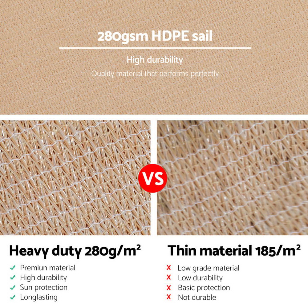 Instahut 4x6m Shade Sail Sun Shadecloth Canopy 280gsm Sand freeshipping - Awezingly