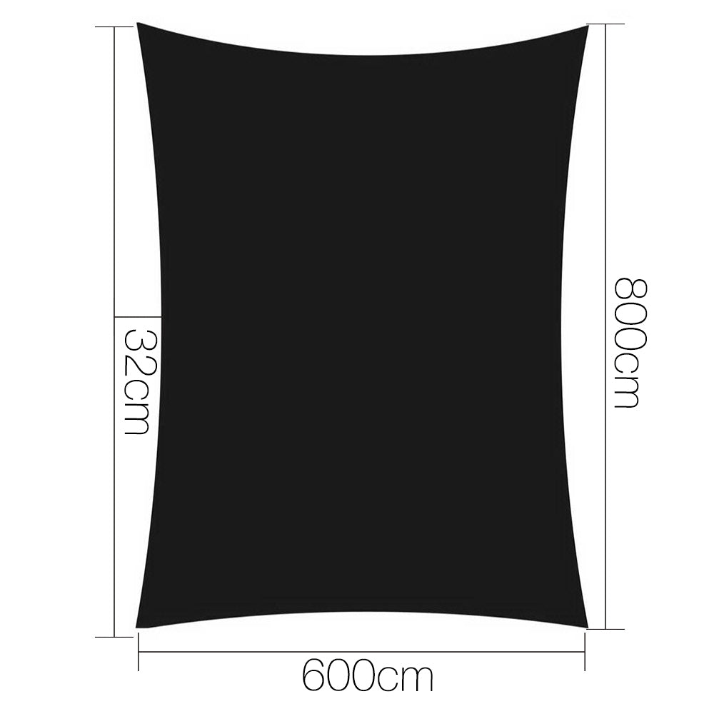 Instahut 6x8m Shade Sail Sun Shadecloth 280gsm Black freeshipping - Awezingly