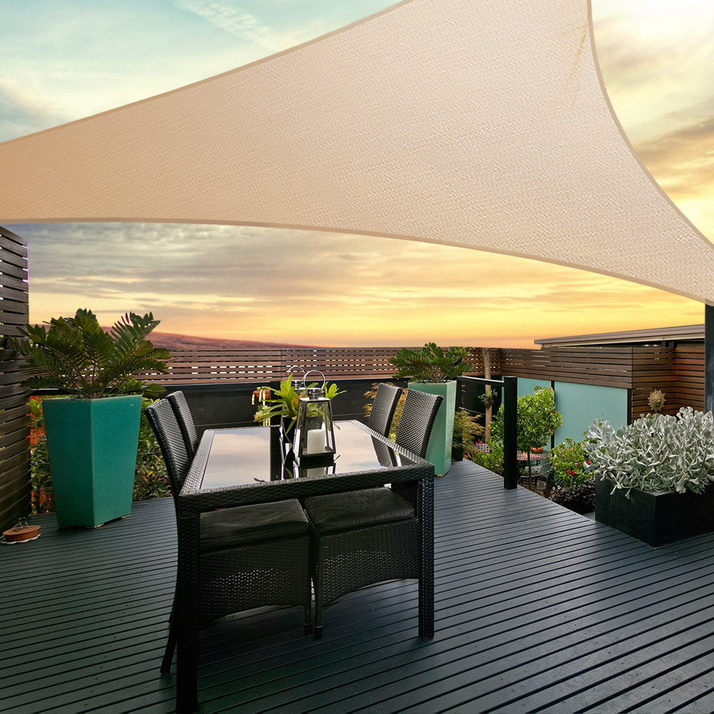 Instahut 5x5x5m Shade Sail Cloth Shadecloth Triangle Heavy Duty Sand Sun Canopy freeshipping - Awezingly