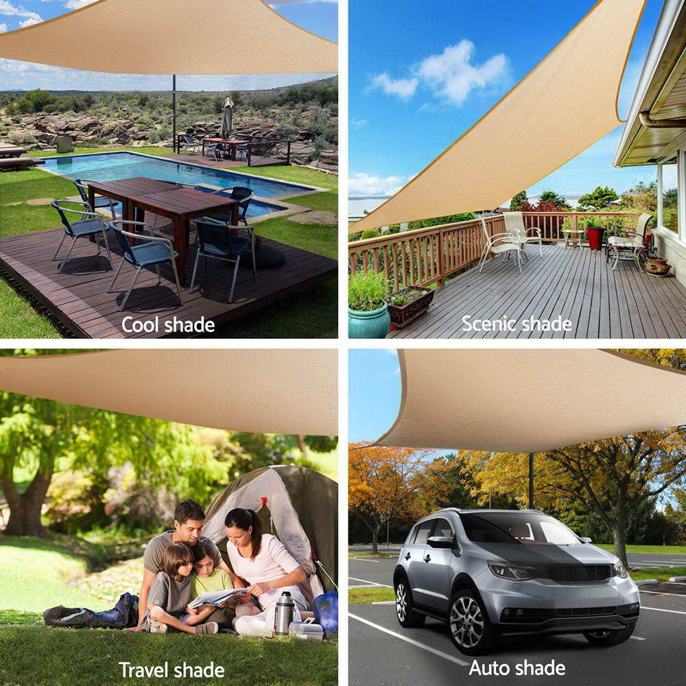 Instahut 6x8m Shade Sail Cloth Rectangle Shadesail Heavy Duty Sand Sun Canopy freeshipping - Awezingly