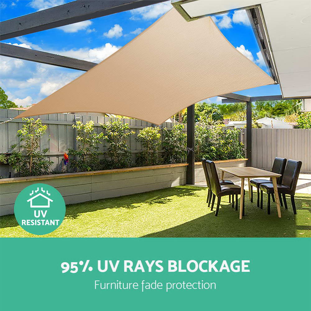 Instahut 6x8m Shade Sail Cloth Rectangle Shadesail Heavy Duty Sand Sun Canopy freeshipping - Awezingly