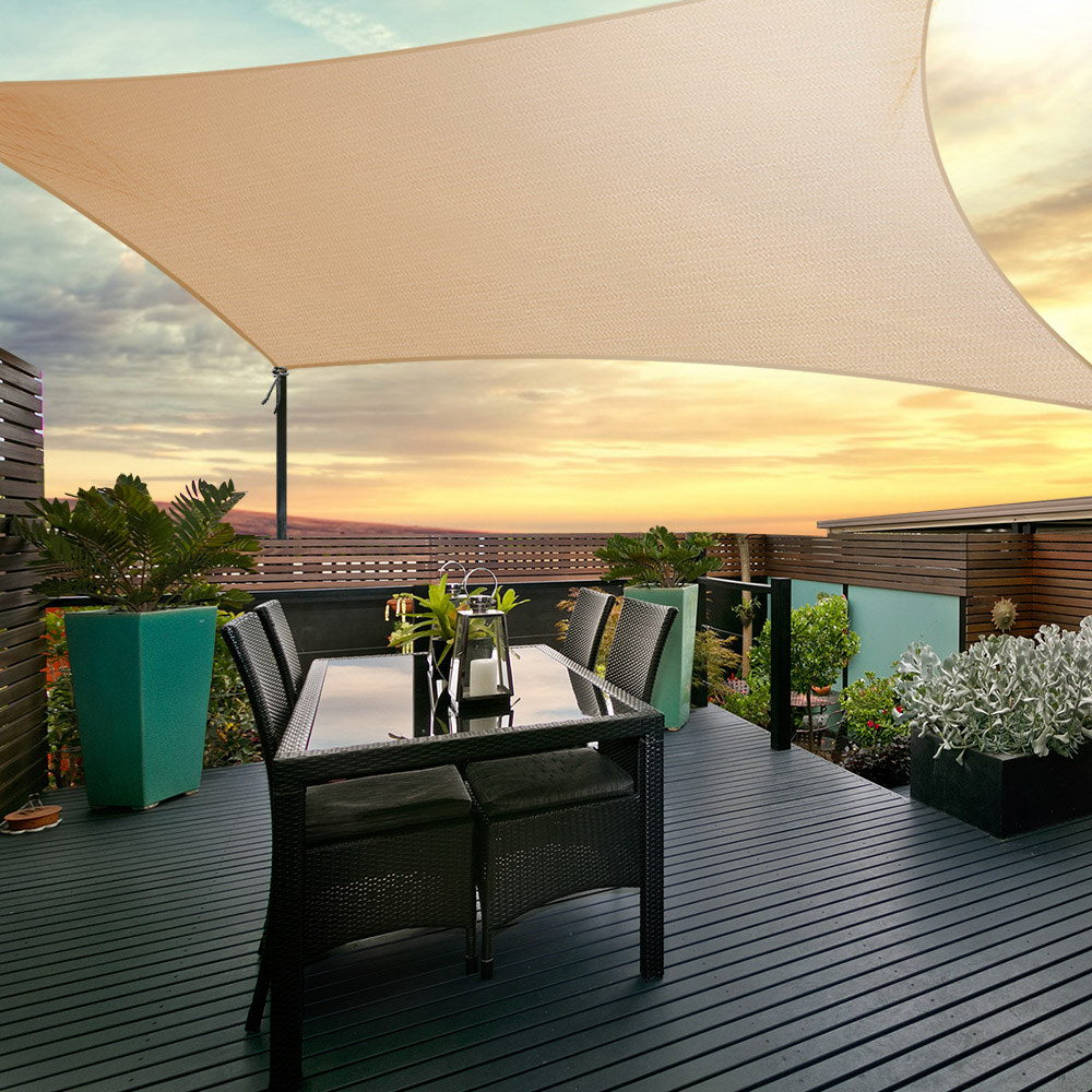Instahut 6x8m Shade Sail Cloth Rectangle Shadesail Heavy Duty Sand Sun Canopy freeshipping - Awezingly