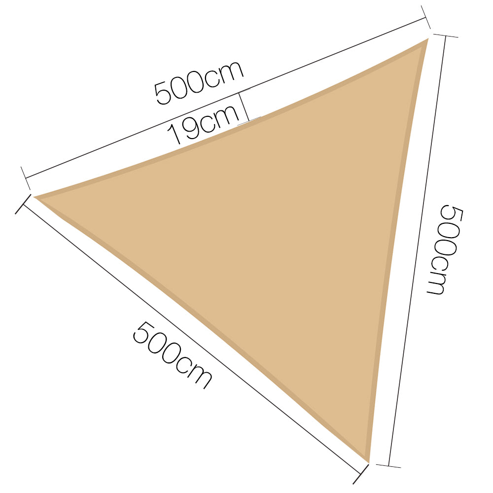 Instahut 5 x 5 x 5m Waterproof Triangle Shade Sail Cloth - Sand Beige freeshipping - Awezingly