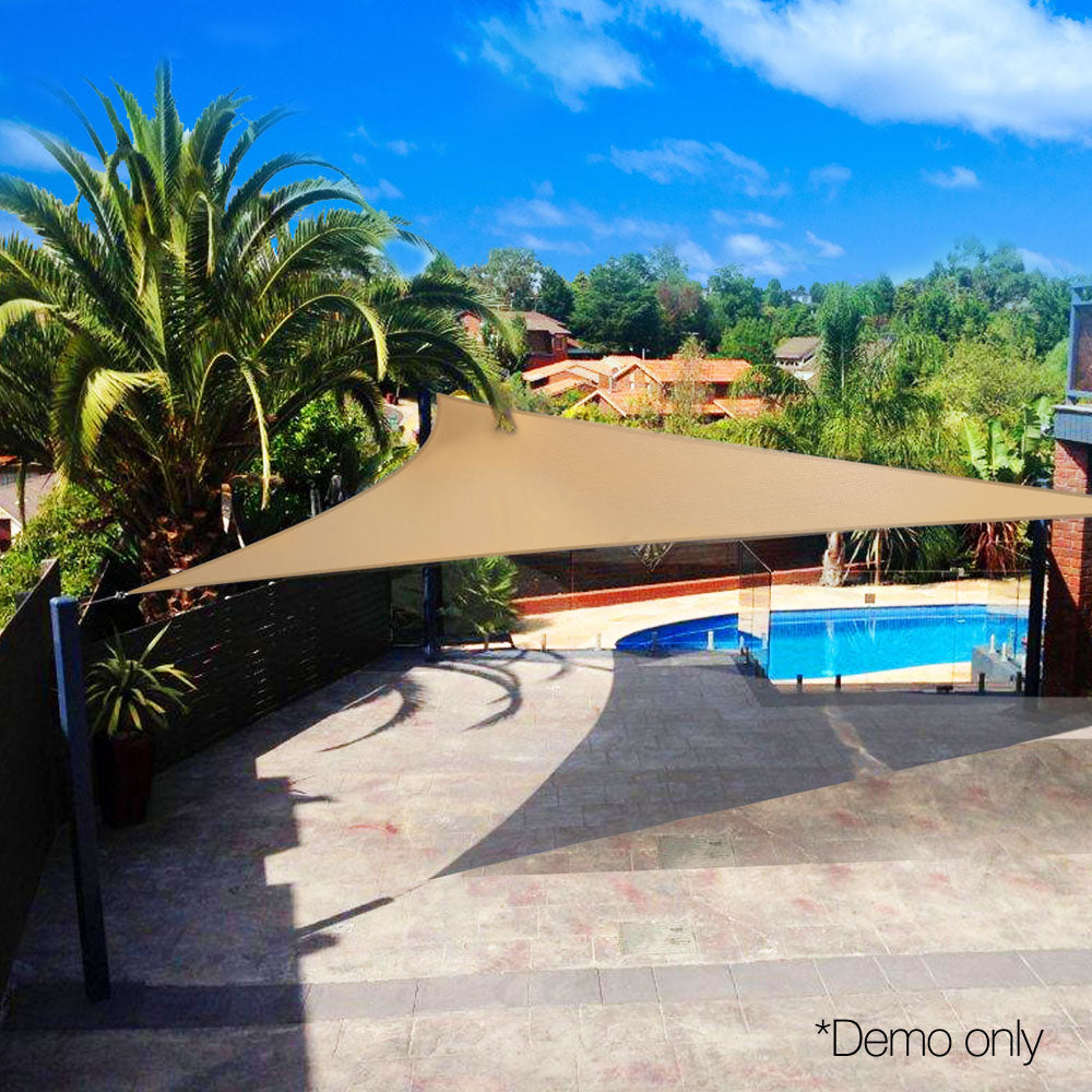 Instahut 5 x 5 x 5m Waterproof Triangle Shade Sail Cloth - Sand Beige freeshipping - Awezingly