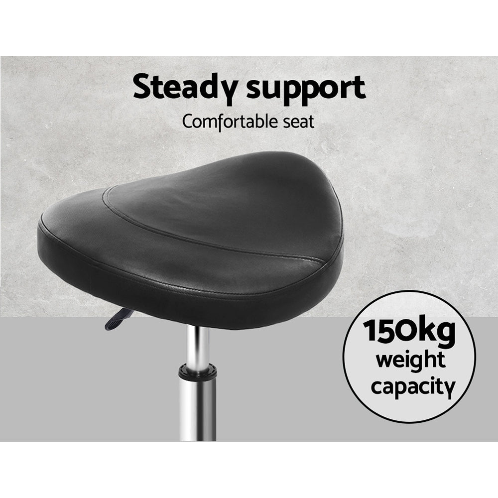 Artiss 2X Saddle Salon Stool Swivel Barber Hair Dress Chair Hydraulic Lift Black Artiss