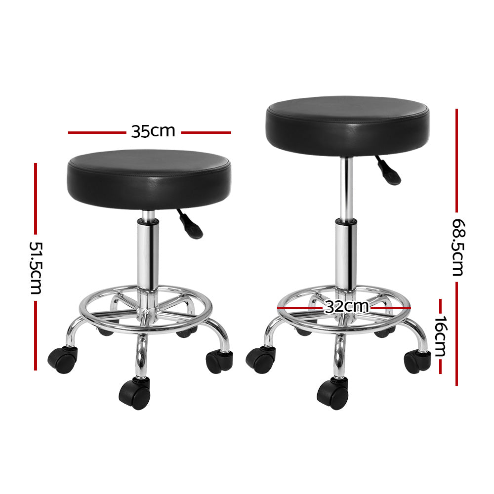 Artiss 2X Salon Stool Round Swivel Barber Hair Bar Stools Hydraulic Lift Black Artiss