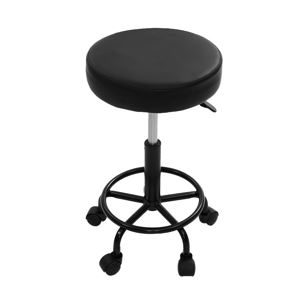 Artiss 2X Salon Stool Swivel Round Barber Hair Bar Stools Hydraulic Lift Black Artiss