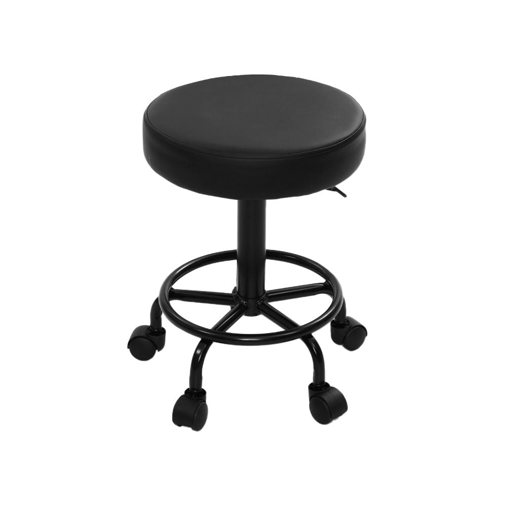 Artiss 2X Salon Stool Swivel Round Barber Hair Bar Stools Hydraulic Lift Black Artiss